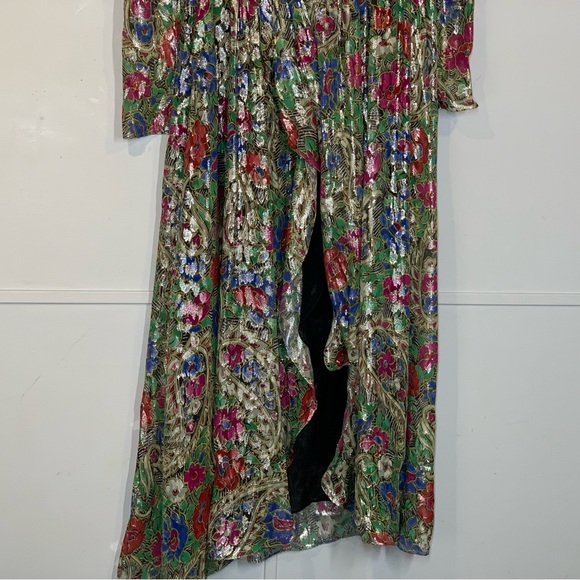 ISABEL MARANT Nalisma Metallic Floral Puff Long Sleeve Silk Dress - Picture 8 of 16